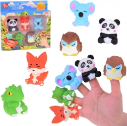 Gummi Fingerpuppen ZOO Tiere - Satz von 5 Figuren