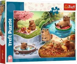 Puzzle 300 Teile – Vier Jahreszeiten mit Capybaras
