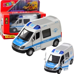 Metall-Polizeiauto 1:32 mit Pull-Back-Antrieb, Licht und Sound