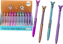 Kugelschreiber mit Hündchen und Glitzersteinchen, blaue Tinte 0,7 mm