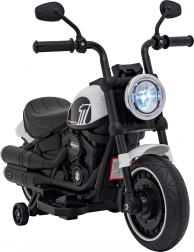 Elektrisches Kinder-Motorrad Chopper Faster mit FM-Radio, Audio-Panel und LED – Weiß