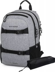 Schulrucksack und Federmäppchen OXY Sport Graues Melange