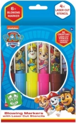 Blas-Filzstifte mit Paw-Patrol-Schablonen, 6 Stk., Schachtel 12 × 19 cm