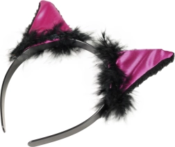 Karnevalsstirnband Katze mit Ohren und Federn