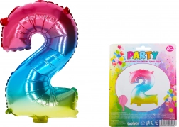 Regenbogen-Ballon Zahl 2 – 40 cm