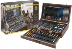 Großer kreativer Holzkoffer – 91‑teiliges Set zum Malen und Zeichnen