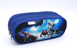 Etui mit Eishockey-Motiv, zweizip, blau
