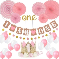 Set aus Geburtstagsballons für Mädchen – rosa