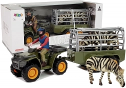 Quad mit Anhänger und Zebra – Figurenset für Kinder