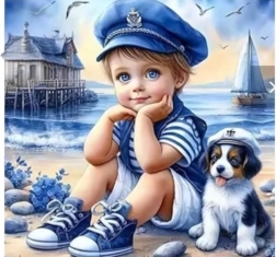 Diamantmalerei Kleiner Matrose 30 × 40 cm