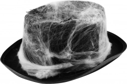 Halloween-Hut mit Spinnennetz und Spinnen