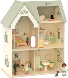 Großes Holzpuppenhaus mit Möbeln