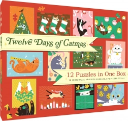 Chronicle Books Zwölf Tage Katzenweihnachten – Set mit 12 Puzzles à 48 Teilen