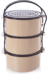 Plastischer dreistöckiger Speisenträger-Lunchbehälter 3 × 1,5 l