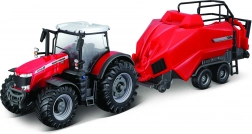 Modelltraktor Massey Ferguson 8740S mit Ballenpresse