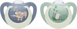 NUK First Choice Night Schnuller 6–18 Monate, 2 Stk., Nilpferd/Koala