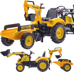 Trettraktor FALK KOMATSU mit Frontschaufel, Heckbagger und Anhänger