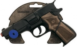 Polizeiliche Metallkapselpistole, schwarz, 8 Schuss