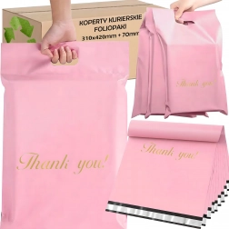 Rosa Post-Polybeutel mit Griff 310 × 420 + 70 mm, 50 Stk.