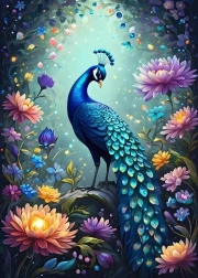 Puzzle Blumen und Pfau 500 Teile