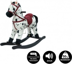 Plüsch-Schaukelpferd mit Batterien, mit Sound und Bewegung – Schwarzweiß