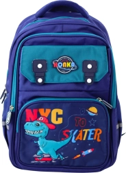 Kinder Schulrucksack mit Dinosaurier Motiv, Marineblau 41x30x16 cm
