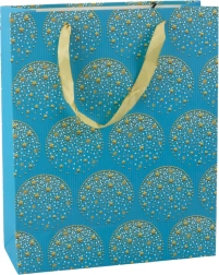 Blaue Geschenktasche mit goldenen Sternen 32 × 26 × 12 cm