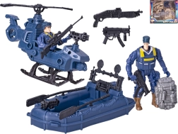 Polizeiset mit Hubschrauber und Boot, Figuren und Zubehör