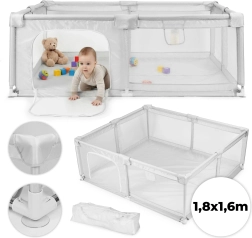 Kinderlaufstall 180 × 160 cm grau mit Reisetasche ECOTOYS
