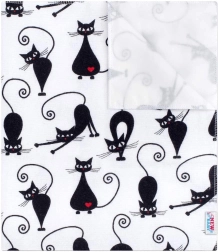 New Baby wasserdichte Flanell-Unterlage weiß mit schwarzer Katze