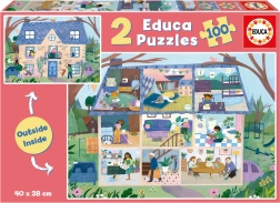 Educa Puzzle Outside, Inside Haus 2×100 Teile