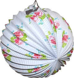 Lampion Kugel weiß mit Blumendesign 25 cm