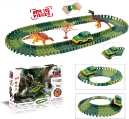 Variable Dinosaurier-Rennbahn – 100 Teile mit leuchtendem Auto