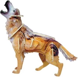 Farbiges 3D-Holzpuzzle Wolf – WOODCRAFT