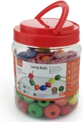 Auffädeln von Holzkugeln