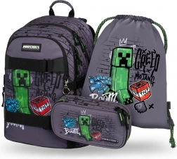 Set 3 Skate Baagl Minecraft TNT: Rucksack, Federmäppchen, Beutel