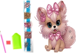 Diamantmalerei auf Leinwand – rosa Hündchen 23 × 30 cm