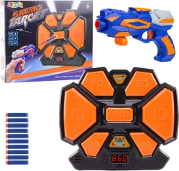 Schießspiel mit Schaumstoffpfeilen und elektronischer Zielscheibe mit LED-Zähler