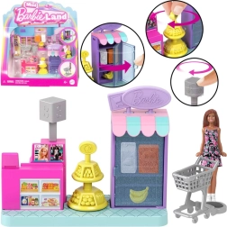 Mini-Supermarkt Barbie Land mit Püppchen und Kasse