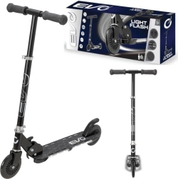 EVO Light Flash klappbarer Kinderroller mit verstellbarer Lenkstange, schwarz, leuchtendes Trittbrett