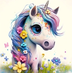 Diamantmalerei Niedliches Einhorn 30 × 40 cm
