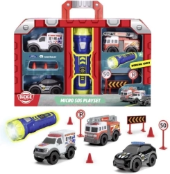 SOS Mikro-Set mit Taschenlampe – Mini Feuerwehr, Polizei und Ambulanz