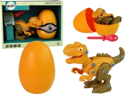 Bausatz Dinosaurier Tyrannosaurus Rex mit Ei und Schraubendreher – orange
