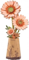 Rowood 3D Holzblume – orangefarbene Gerbera, Bausatz ohne Kleber