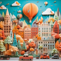Quadratisches Puzzle Paper-Like: Stadtlandschaft 1000 Teile