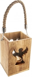 Holzlaterne mit Engel MANGO 20,5 cm