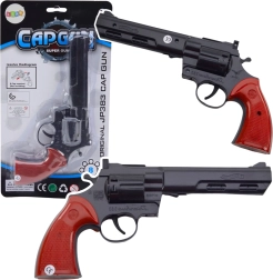 Schwarzer Knallplättchen-Revolver – Spielzeug und Requisite mit realistischem Sound