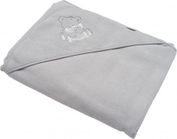 Kinder-Frotteehandtuch mit Kapuze und Stickerei 100 × 100 cm – graue Maus