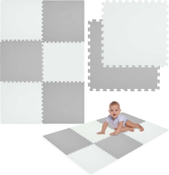 HUMBI Schaumstoffmatte 180 × 120 cm – großes wasserfestes Puzzle, 6 Teile, weiß/grau