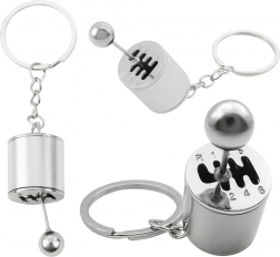 Metall-Schlüsselanhänger in Form eines Schaltgetriebes, silberfarben